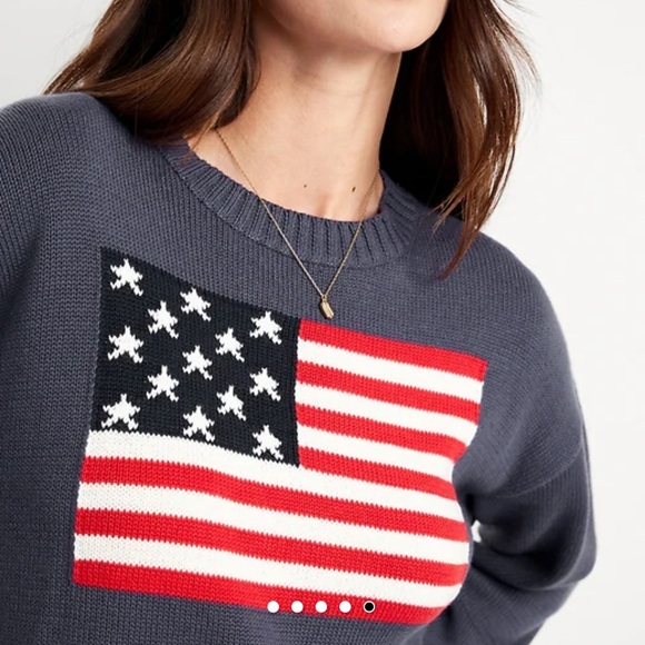 Crew-Neck Flag-Graphic Sweater - Picture 6 of 6